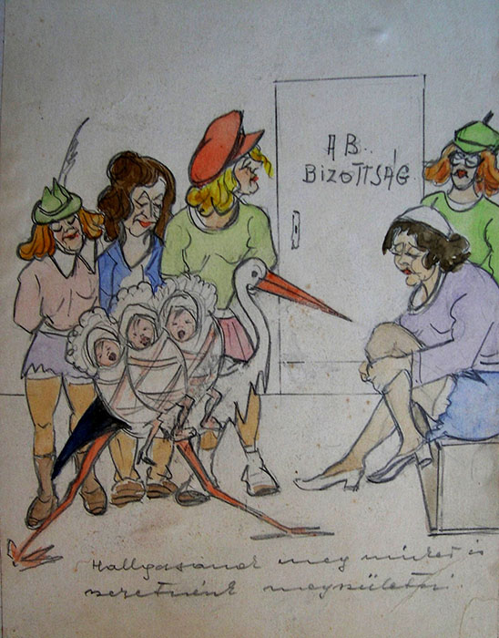 Az abortuszbizotts�g el�tt.