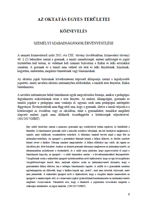 Az oktat�si jogok biztos�nak besz�mol�ja 2019.01.08.
