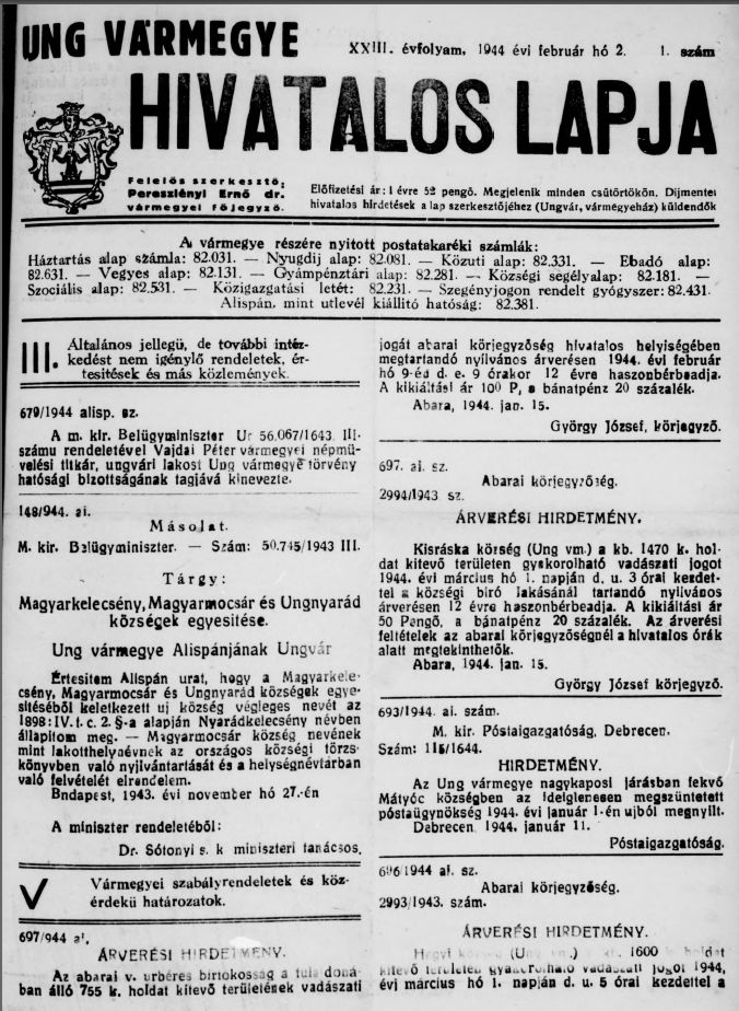 Ung v�rmegye hivatalos lapja 2019.03.22.