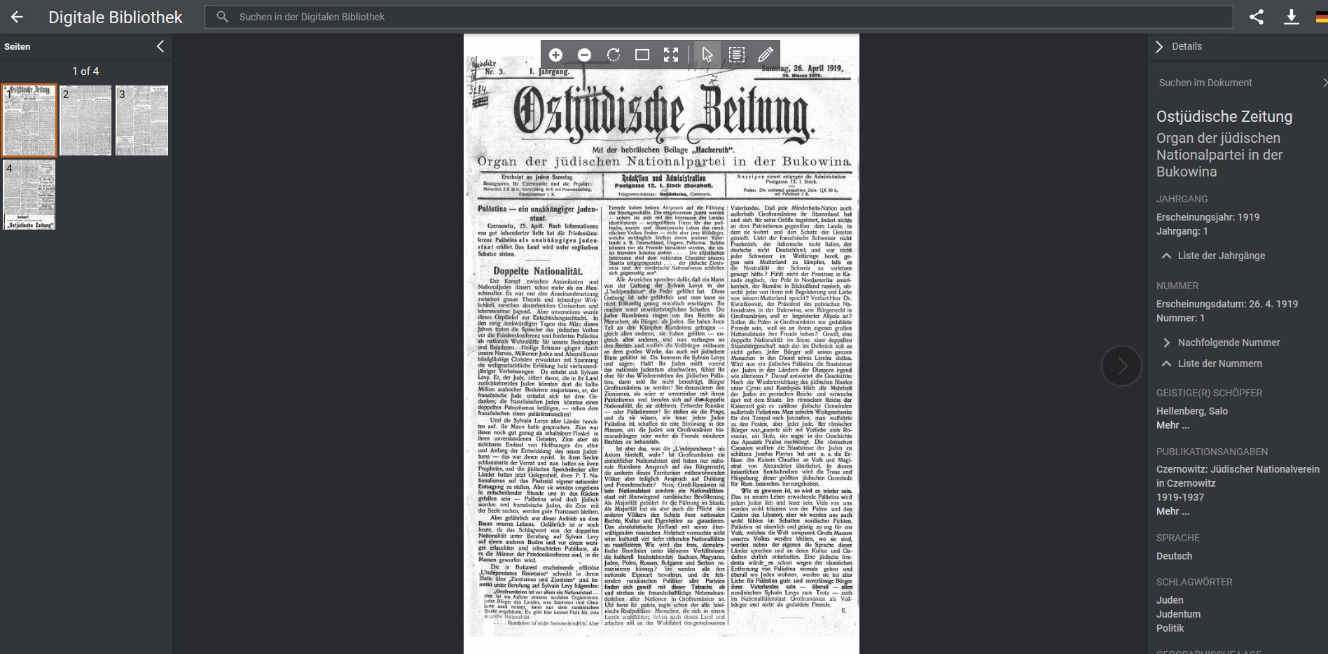 Ostj�dische Zeitung 2019.04.15.