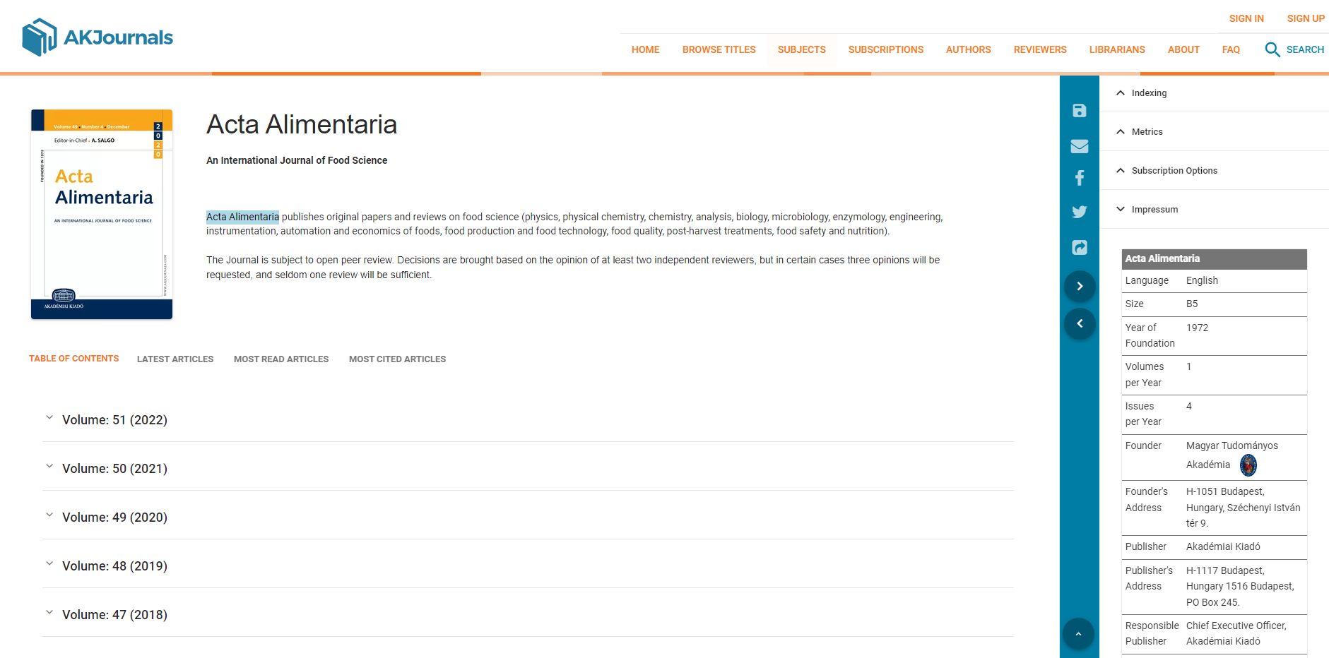 Acta Alimentaria 2023.01.12.