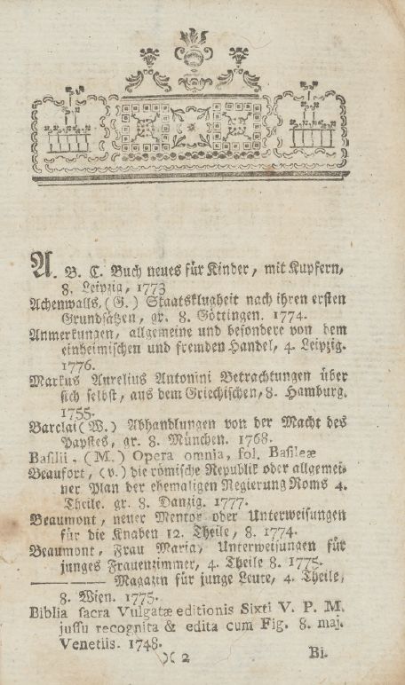 Appendix ad catalogum librorum venalium in nundinis Peftienfibus apud Ernestum Klopstok Bibliopolam 2025.08.11.